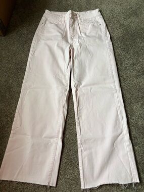 CHARLIE B Pale Pink Wide-Leg Jeans